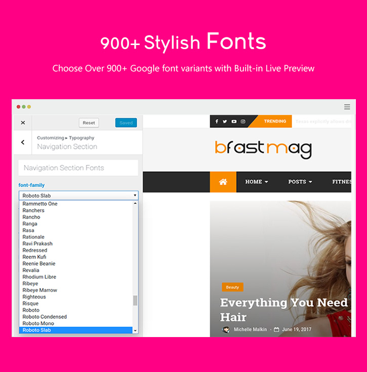 amazing 900+ Google Fonts wp Theme